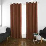 Parda Online Brown Blackout Fabric Solid Eyelet Plain Window and Door Curtain, 9ft (Pack of 2)