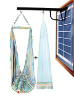VParents Neonate Baby Swing Cradle with Mosquito Net Spring and Metal Window Cradle Hanging Rod (Blue) (Blue)