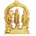 Prisha India Craft Brass Ram Darbar Laxman Sita Hanuman Statue Idol Showpiece Sculpture Murti (Gold, Height 4.00 Inch)
