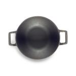 Kichera Black Cast Iron Pre Seasoned Grilling Wok With 2 Loop Handles