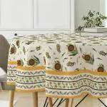 Astitva Premium Cotton 60 Inch Circular Table Cloth | Sunflower Print Round 4 Seater Table Cover with Designed Border | (60 Inch Diameter), 1Pc