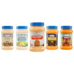 Bomb Sauce Combo of Eggless Mayo, Tandoori Mayo, Chilli Cheese Garlic Mayo, Bomb Burger & Garlicky Garlic Mayo (Pack of 5 x 250 g)