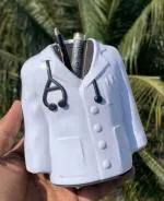 DOJI Glare Natural Plastic Pen Holder Smart Slide Doctor Coat Shape Pen, Pencil Holder Stand Stationery Desk Organizer Color White .