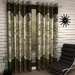 Home Garage Eyelet Window Curtains Set of 2 Green(4 x 9 Feet)