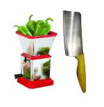 Blue Wonder Stainless Steel Chilly Cutter Cutter With Wooden Handle Meat Chapper and (Multicolour, Pack of 2)