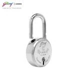 Godrej Locks Ace Pro 5 levers Round Padlock with 3 Keys, Stainless Steel Body Lock for Main Door (Silver, Pack of1)