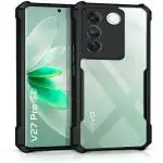 Tingtong Shock Proof Crystal Clear Eagle Back Cover Case for Vivo V27 Pro 5G, Vivo V27 5G | Hard | 360 Degree Protection | Hybrid PC + TPU | Transparent Full Armor Device & Camera Protection (Black Bumper)
