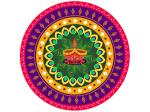 Divinedesigns Multicolor Vinyl Feather Rangoli Diya Sticker - 16 X 16 Inch