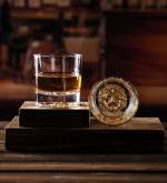 Melbify Unusual Gold Lion Label Whiskey Glasses for Whiskey, Cognac, Vodka, Gin |300 ML | Set of 2