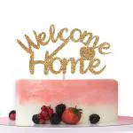 Festiko Gold Glitter Welcome Home Cake Topper Home Party Decoration Welcome Sign New Home, New Baby, Retiring From The Army, Return From Maternity Party Decoration