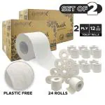 Decorsecrets Care touch Toilet Tissue Rolls 2 Ply Bathroom Toilet Paper - Set of 2 (Pack of 24 Rolls)
