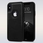 LIRAMARK PU Leather Flexible Back Cover Case Designed for iPhone X/Xs (Black)