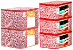Kuber Industries Red Non Woven Saree Cover And Underbed Storage Bag Set ( 2)