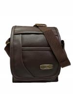 Handcuffs Side Sling Cross Body Messenger Bag for Men Small Size (Brown)