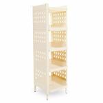 LEOPAX 5 Tier Multi-Purpose Storage Rack Stackable Shelf Utility Rolling Stand Rack | Storage Organizer Racks with Wheels for Kitchen Laundry Room Bathroom Office Home - Ivory (28 x 33 x 94cm)