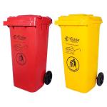 Fiable Cleantech Yellow and Red HDPE Wheeled Dustbin with Lid 120 L | Waste Dustin | Garbage bin | Storage Bin (pack of 2)