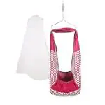 beetot New Born Baby Swing Cradle (jhula) | Cradle Cloth with Removable Mattress Bed, Mosquito net, Spring and Triangle Hanger | Weight Capacity up to 20kg | Age from 0-12 Months (Red)