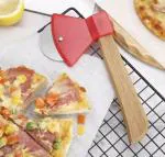 KATHIYAWADI Axe Shaped Pizza Cutter with Sharp Rotating Blade for Pizza, Bread, Cakes ,22.5 X 2 X 10 cm,Red