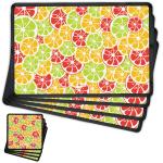 Indigifts Colorful Fruit Pattern Multi Designer Dining Table Placemats & Coasters Set of 4 -Gift for Friends-Family, Dining Dish Mat, Quirky Décor