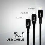 Foxin MAC11 3 in 1 Parallel Charging Aluminium Alloy Metal PVC cable