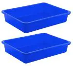 Kuber Industries Blue Plastic Stationary Office Tray (Pack of 2)