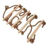 REZNOR 5 Feet Climbing Wooden Rope Hanging Ladder for Kids & Adults, Swing Set Accessories, Tree House, Playground Exercise Equipment, Indoor Outdoor Play Set (5 Rungs)