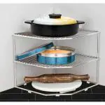 Unify Chrome Finish Stainless Steel 3-Tier Multipurpose Corner Plate Rack 24 cm x 24 cm x 31 cm