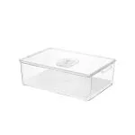 INKULTURE Clear Acrylic Pantry Organizer Bin With Handle For Food Storage, Refrigerator, Fridge, Cabinet, Kitchen, Countertops Etc (8701) Rectangular
