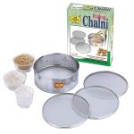 OM PARAS Folding Chalni || Stainless Steel Wire Mesh || 4 in 1 Interchange Sieves || Chalni || Charna || Havala || Floor Strainer (Pack of 4 Jali) (11)