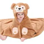 BUMTUM Baby Soft Cotton Hooded Bath Towel | Ultra Absorbent | For Newborn Babies (Brown Teddy)