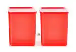 10 pc Plastic Square Big Storage Boxes Grocery Containers Matt Finish 2 liter Red