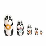 Channapatna Toys Wooden Panda Russian Nesting Dolls Set for Kids (2 years+) - 6 Inch Multicolor - set of 5 pcs - Improves Hand Eye Coordination and Fine Motor Skills
