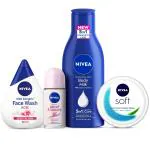 Nivea Small Pack Daily Care Combo - Body Lotion, Deo Roll On, Soft, Face Wash
