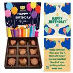 BOGATCHI Happy Birthday Chocolate Gift Box, Birthday Gift Chocolate Pack, Birthday Celebrations, Happy Birthday Card and Chocolates Combo - 9pcs + Free Colorful Card