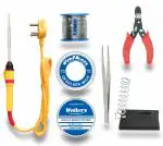 Walkers BASIC 7IN1 COMPLETE KIT SOLDERING IRON MACHINE TOOL KIT | SOLDER WIRE | STAND | WIRE CUTTER | SOLDERING PASTE FLUX | TWEEZER | DESOLDERING WICK 25 W Simple (Flat Tip)