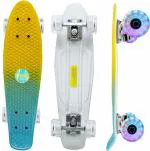 Jaspo Candy Kids Skateboard, LED Wheels 58 mm, Aluminium Trucks, Fibre Deck, 22 Inches Length, 6 Inches Width, Knurl Design, Age Group Above 5 Years, Lightweight, Dual Colour (Yellow & Blue)