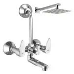 ZAP Brass Brezza Series Wall Mixer with Overhead Shower System Set and 125 mm Long Bend Pipe