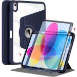 ProElite for Apple iPad 10th Generation case Cover, 360 Degree Rotatable Smart Flip Cover for Apple iPad 10th Gen, Transparent Back with Pencil Holder, Dark Blue