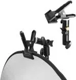 VTS Photo Studio Lighting Reflector with Clip Holder: 42 inches/110 cm 5in1 Reflector and Metal Reflector Clamp Holder for Photo Video Portrait Photography, 3. Reflector Holder Clip (REFLECTOR WITH METAL BRACKET)