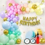 Party Midlinkerz Multicolor Pastel Foil Balloon with Birthday Decoration Kit (Pack of 70)