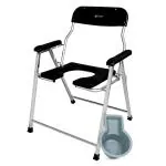Arcatron Foldable Anti-Slip Shower Commode Chair for Toilet with Stainless Steel Frame | Sturdy, 120Kg Capacity | Comfortable & Easy to clean Plastic Seat | Suitable for Elderly, Pregnant Women, or people with Limited Mobility (Wide - 23 Inches)