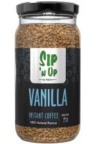 Sip'n Up Instant Coffee Vanilla 50 G Premium Freeze-Dried Coffee Powder with Natural Flavours No Nature Identical Flavours No Added Sugar Low Fat Low Calorie Vegan