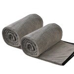 Auto Hub Big Size- 90 X 60cm Microfiber Cloth for Car - Ultra Soft - Suede Edges & Dual Sided Microfiber Cloth - Lint & Streak Free Car Cleaning Cloth - Multipurpose Car Wash Cloth for Drying-2pc,Grey