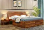 Bianca Sheesham King Side Drawer Bed-Teak