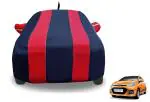 MOCKHE Car Cover Compatible for Hyundai Grand i10 (Model : 2013-2019) with Mirror and Antenna Pocket, Water resistant, Elastic Bottom, Triple Stitched, Wind Proof, Black-Red