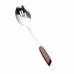 Leeonz Slotted Serving Spoons, 304 Stainless Steel Cooking Spoon with Heat Resistant Plastic Handle,Brown/13.6Inch (1pcs, Spoon-C)