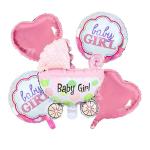 AMFIN Baby Shower Decoration Items Baby Arrival Decoration Girl Welcome Foil Balloon - Pack of 5