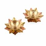 True Decor 6 Inch Copper Lotus Diya for Puja Kamal Diya Diwali Decoration Diya Pack of 2