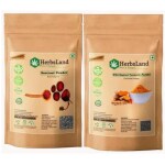 HerbsLand 100% Natural Beetroot (SuperFood) (Beta Vulgaris) and Turmeric (Wild Kasturi) Powder For Face & Skin Care (100gm Each)