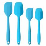 P-Plus International Silicone Spatulas Set of 4 Spoon Spatula Heat Resistant Spoonula One Piece Design Seamless Spatula Blue